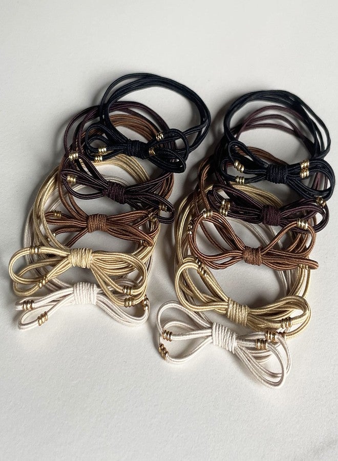 UDeBe Fashion Bow Hair Ties with Golden Beads, Thin Hair Elastics Tie Korean, Basic 10 Counts. - Image 5